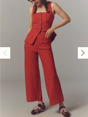 Anthropologie Colette crop wide leg pants linen cotton blend 16/33